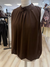 Load image into Gallery viewer, 1.    Bubble Hem Sleeveless Blouse-Chocolate
