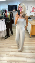Load image into Gallery viewer, 1.Shirred Bodice Bandeau Jumpsuit-Beige

