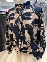 Load image into Gallery viewer, 1.                       Cheetah Print Bomber Jacket-Navy
