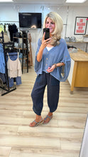 Load image into Gallery viewer, 1.               Mesh Button Linen Top-Denim Blue
