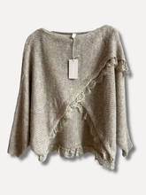 Load image into Gallery viewer, 1.         Cross Over Lace Trim Soft Knit-Oatmeal
