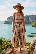 Load image into Gallery viewer, 1.                        Giraffe Print Bandeau Jumpsuit-Brown/Pink/Multi
