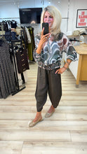 Load image into Gallery viewer, 1.                   Lightweight Abstract Print Bomber Jacket-Green/Chocolate
