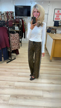 Load image into Gallery viewer, 1.                       Leopard Side Stripe Joggers-White Stripe

