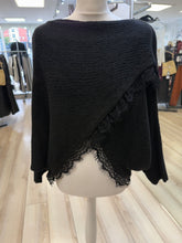 Load image into Gallery viewer, 1.       Cross Over Lace Trim Soft Knit-Black
