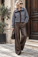 Load image into Gallery viewer, 1. Striped Chunky Knit Jacket-Blue/Brown
