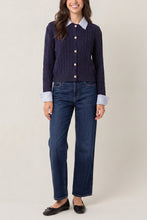 Load image into Gallery viewer, 1.    Cable Knit Collar &amp; Cuff Soft Knit Cardigan-Navy
