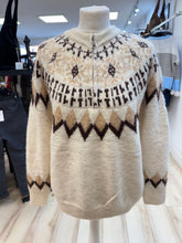 Load image into Gallery viewer, 1.    Fair Isle Part Zip Soft Knit Jumper-Oatmeal
