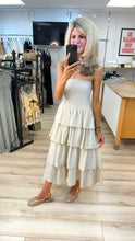 Load image into Gallery viewer, 1.                 Bandeau Tiered Dress-Beige
