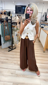 1.              Structured Knit Shell Button Waistcoat-Cream