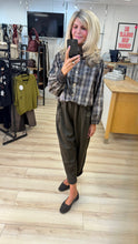 Load image into Gallery viewer, 1.                       Check Funnel Neck Bomber Rain Jacket-Chocolate
