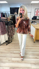 Load image into Gallery viewer, 1.  Chiffon Bardot Bubble Hem Top-Ginger Animal
