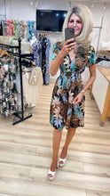 Load image into Gallery viewer, 1. SARA Silky Midi Dress-Black/Brown/Gold Flecks
