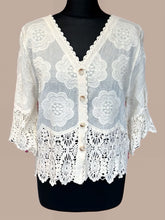 Load image into Gallery viewer, 1.          Crochet Hem Cotton Jacket-Cream
