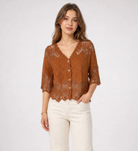 Load image into Gallery viewer, 1.      Crochet &amp; Lace Button Front Jacket-Ginger
