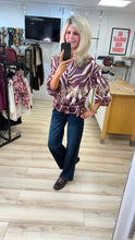 Load image into Gallery viewer, 1.                     Lightweight Abstract Print Bomber Jacket-Berry
