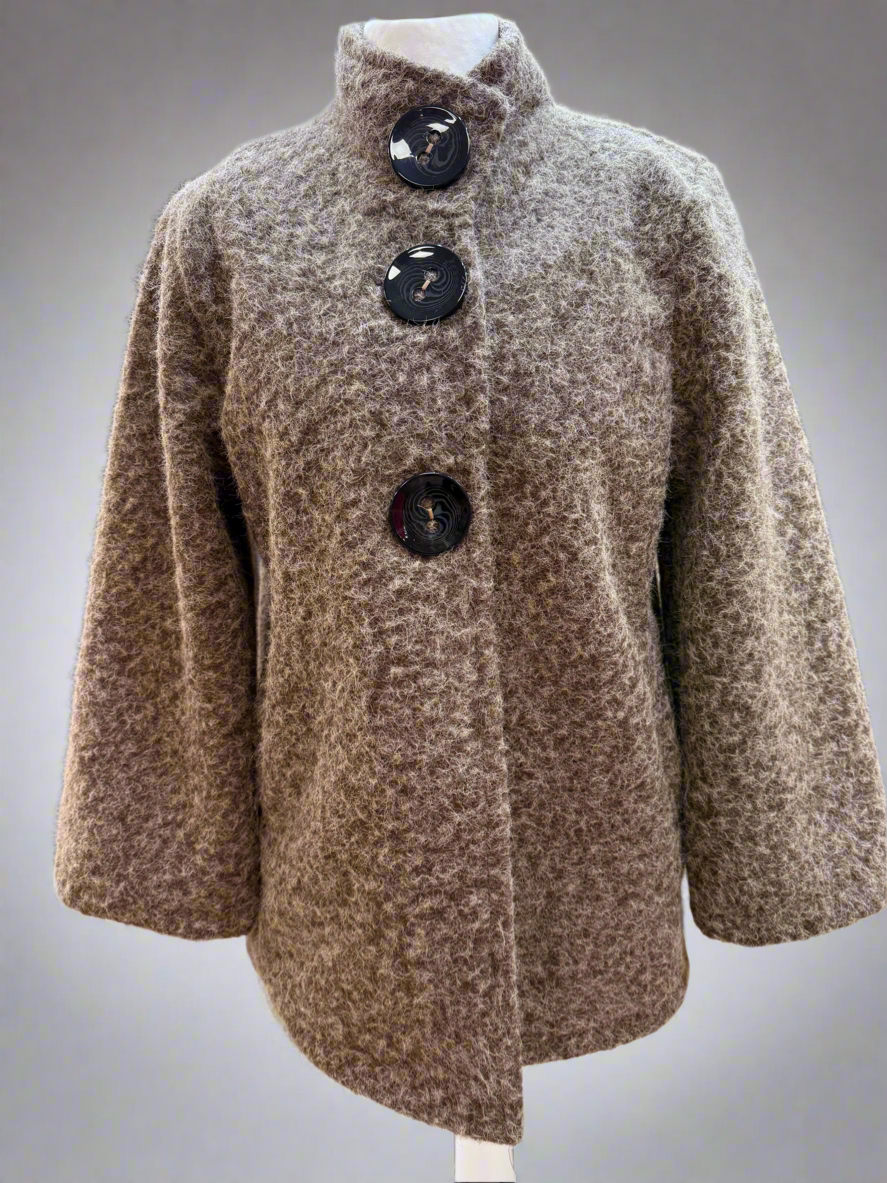 1.Brushed Button Swing Jacket-Mocha