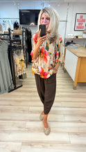 Load image into Gallery viewer, 1.     Tropical Print Gypsy Top-Camel/Multi
