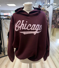 Load image into Gallery viewer, 1.                CHICAGO Bubble Hem Hoodie-Wine
