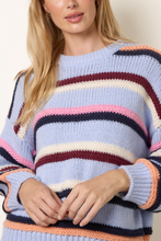 Load image into Gallery viewer, 1.              Stripe Chunky Knit-Baby Blue/Multi
