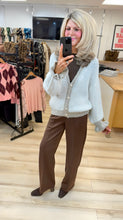 Load image into Gallery viewer, 1.         Chunky Knit Frill Cuff Cardigan-Cream/Latte
