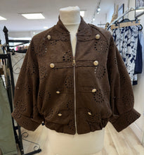 Load image into Gallery viewer, 1.      Faux Suede Broderie Military Bomber Jacket-Chocolate
