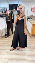 Load image into Gallery viewer, 1. Gold Trim Wide Leg Jumpsuit-Black
