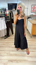Load image into Gallery viewer, 1. Gold Trim Wide Leg Jumpsuit-Black

