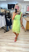 Load image into Gallery viewer, 1.                      Silk Tiered Dress-Lime
