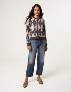 1.Argyle Knit Cardigan-Chocolate