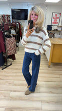 Load image into Gallery viewer, 1. Striped Boucle Knit-Ecru/Mocha
