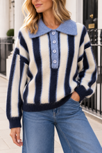 Load image into Gallery viewer, 1.           Soft Knit Vertical Striped Jumper-Navy/Cream
