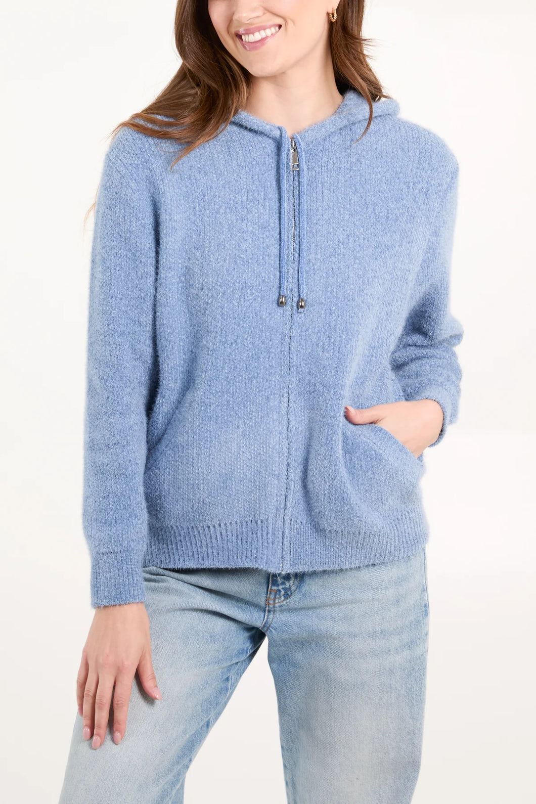 1.                 Super Soft Knit Hoodie-Blue