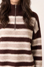 Load image into Gallery viewer, 1.                  Super Soft Knit Striped Jumper-Chocolate
