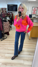 Load image into Gallery viewer, 1.      Sequin Rose Soft Knit-Hot Pink/Orange
