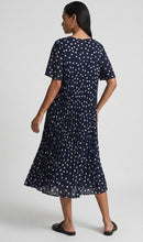 Load image into Gallery viewer, 1.        Polka Dot Pleated Swing Dress-Navy/White
