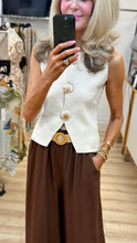 Load image into Gallery viewer, 1.              Structured Knit Shell Button Waistcoat-Cream
