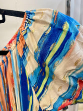 Load image into Gallery viewer, 1.BELLA Bardot Pocket Midi Dress-Abstract Stripe Multi/Gold Flecks
