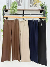 Load image into Gallery viewer, 1.  High Waist Silver Button Scuba Trousers-Black
