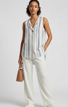 Load image into Gallery viewer, 1.     Striped Sleeveless Blouse-Blue/White
