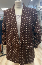 Load image into Gallery viewer, 1. Polka Dot Ruched Sleeve Blazer-Brown/Ecru
