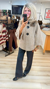 1.Brushed Button Swing Jacket-Camel
