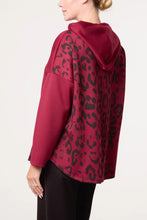 Load image into Gallery viewer, 1.           Leopard Back Hoodie-Berry
