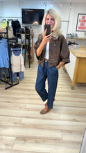 Load image into Gallery viewer, 1.      Faux Suede Broderie Military Bomber Jacket-Chocolate
