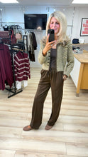 Load image into Gallery viewer, 1.             Wide Leg Front Seam Jogger-Chocolate
