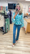 Load image into Gallery viewer, 1.Bubble Hem Chiffon Blouse-Aqua/Ecru
