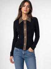 Load image into Gallery viewer, 1.           Suedette Trim Ribbed Soft Knit-Black
