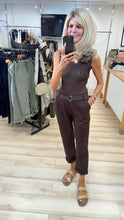 Load image into Gallery viewer, 1.             Jersey Canvas Belt Trousers-Chocolate
