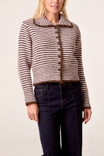 Load image into Gallery viewer, 1.               Striped Chunky Knit Jacket-Pink/Brown
