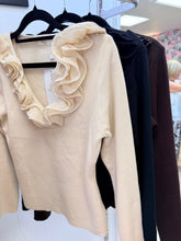 Load image into Gallery viewer, 1.          Ruffle Neck Ribbed Knit Jumper-Beige

